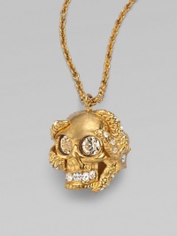 Sparkling Swarovski crystals decorate this edgy skull and barnacle design on a link chain. Swarovski crystalsBrassLength, about 11½Pendant size, about 1Lobster clasp closureMade in Italy