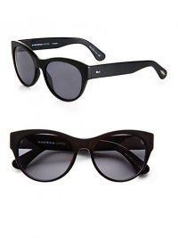 Be the cat's meow in these ultra-feminine, 1950's-inspired, retro frames handcrafted of rounded acetate. Available in matte black with grey polar lens.Plastic templesAnti-reflective coating100% UV protectionImported Be the cat's meow in these ultra-feminine, 1950's-inspired, retro frames handcrafted of rounded acetate. Available in matte black with grey polar lens.Plastic templesAnti-reflective coating100% UV protectionImported