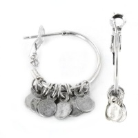 Special Price! Polished Stainless Steel Hoop Earrings with Dangles