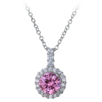 7MM 2CT. Pink Fashion Pendant In Sterling Silver With 18 Chain 7MM 2CT. Pink Fashion Pendant In Sterling Silver With 18 Chain