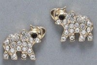 Adorable Small 1/2 Gold Plated Elephant Stud Earrings Embellished with Dazzling Clear Crystal Adorable Small 1/2 Gold Plated Elephant Stud Earrings Embellished with Dazzling Clear Crystal