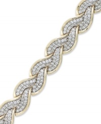 Up your glam factor. YellOra's™ trendy twisted bracelet showcases round-cut diamonds (1/2 ct. t.w.) in a beautiful braided pattern. Precious metal made from a combination of pure gold, sterling silver and palladium. Approximate length: 7-1/2 inches. Up your glam factor. YellOra's™ trendy twisted bracelet showcases round-cut diamonds (1/2 ct. t.w.) in a beautiful braided pattern. Precious metal made from a combination of pure gold, sterling silver and palladium. Approximate length: 7-1/2 inches.