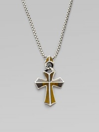 Rayskin-textured sterling silver cross is detailed with tiger's iron inlay. Pendant, about 1¾ long Necklace, about 20 long Imported