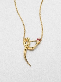 EXCLUSIVELY AT SAKS.COM From the Meadowlark Collection. An exotic yet minimalist design featuring a snake pendant accented with sparking white sapphires and rich rubies on a link chain. 18k goldplated sterling silverWhite sapphire and rubyLength, about 16-18 adjustablePendant size, about .6Lobster clasp closureImported 