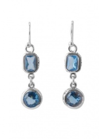 Barse Sterling Silver Double Drop Blue Crystal Earrings Barse Sterling Silver Double Drop Blue Crystal Earrings