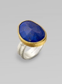 Rich lapis stations set in 24k gold on a sterling silver double shank for a truly elegant style. Lapis24k goldSterling silverWidth, about 1Imported 