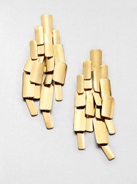 An eye-catching layered construction of tiled golden panels reflects the stepped stone patterns of the ancient site for which these earrings are named.GoldplatedClip-on backMade in France An eye-catching layered construction of tiled golden panels reflects the stepped stone patterns of the ancient site for which these earrings are named.GoldplatedClip-on backMade in France