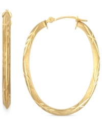 Elegance in oval form. This pair of hoop earrings from YellOra™ features a stylish silhouette and brings together pure gold, sterling silver and palladium for a glamorous look. Approximate drop: 1-3/8 inches. Approximate width: 1 inch. Elegance in oval form. This pair of hoop earrings from YellOra™ features a stylish silhouette and brings together pure gold, sterling silver and palladium for a glamorous look. Approximate drop: 1-3/8 inches. Approximate width: 1 inch.