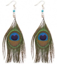 ZAD Long and Elegant Peacock Feather Hook Earrings on Silver Fish Hooks and Blue Beaded Accent ZAD Long and Elegant Peacock Feather Hook Earrings on Silver Fish Hooks and Blue Beaded Accent