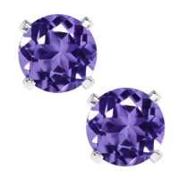 1.00 Ct Round 5mm Purple Amethyst 925 Sterling Silver Stud Earrings 1.00 Ct Round 5mm Purple Amethyst 925 Sterling Silver Stud Earrings