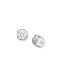 Diamonds with a little extra dazzle. These sweetly-sparkling stud earrings not only feature a round-cut diamond at center, but each pair has a bezel-set diamond in the side as well (total 1 ct. t.w.). Set in 14k white gold with a post backing. Approximate diameter: 4-9/10 mm. Diamonds with a little extra dazzle. These sweetly-sparkling stud earrings not only feature a round-cut diamond at center, but each pair has a bezel-set diamond in the side as well (total 1 ct. t.w.). Set in 14k white gold with a post backing. Approximate diameter: 4-9/10 mm.