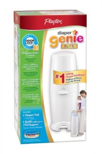 Playtex Diaper Genie Elite Diaper Disposal Pail, White Playtex Diaper Genie Elite Diaper Disposal Pail, White