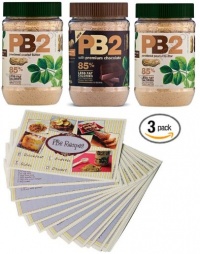 Powdered Peanut Butter - 85% Less Fat and Calories - 3 Pack - 2 PB2 Jars and 1 PB2 Cocoa Jars - 6.5oz Each - Free Bonus PB2 Recipe Cards Included (17 Cards in Total) Powdered Peanut Butter - 85% Less Fat and Calories - 3 Pack - 2 PB2 Jars and 1 PB2 Cocoa Jars - 6.5oz Each - Free Bonus PB2 Recipe Cards Included (17 Cards in Total)