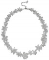 Grow your style to great heights. Charter Club's garden-inspired necklace features pave-set glass flowers set in silver tone mixed metal. Approximate length: 17 inches + 3-inch extender.