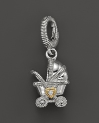 Judith Ripka Sterling Silver Pram Charm with 18K Gold and White Sapphire Judith Ripka Sterling Silver Pram Charm with 18K Gold and White Sapphire
