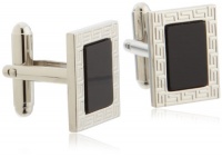 Geoffrey Beene Mens Polished Rhodium Rectangle With Engraved Lines And Black Insert Center Cufflinks, Silver/Black, One Size Geoffrey Beene Mens Polished Rhodium Rectangle With Engraved Lines And Black Insert Center Cufflinks, Silver/Black, One Size