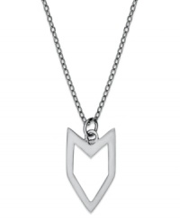 Add a hint of Southwestern appeal. Studio Silver's Chevron pendant features an edgy cut-out arrowhead. Set in sterling silver. Approximate length: 18 inches. Approximate drop: 3/4 inch. Add a hint of Southwestern appeal. Studio Silver's Chevron pendant features an edgy cut-out arrowhead. Set in sterling silver. Approximate length: 18 inches. Approximate drop: 3/4 inch.