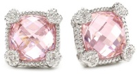 Judith Ripka Linen Pink Small Cushion Stone Stud Earrings Judith Ripka Linen Pink Small Cushion Stone Stud Earrings