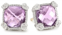 Judith Ripka Linen Purple Small Cushion Stone Stud Earrings Judith Ripka Linen Purple Small Cushion Stone Stud Earrings