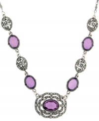 Vibrant and vintage-inspired. Featuring Czech glass accents in an attractive amethyst hue, this stunning link necklace from 2028 channels the Victorian era. Crafted in silver tone mixed metal. Approximate length: 16 inches + 3-inch extender. Vibrant and vintage-inspired. Featuring Czech glass accents in an attractive amethyst hue, this stunning link necklace from 2028 channels the Victorian era. Crafted in silver tone mixed metal. Approximate length: 16 inches + 3-inch extender.