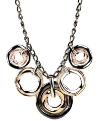 A mixture of bent metals adds a sense of edginess to the Shaky Frontal necklace by Nine West. Made of silver, rose gold, and hematite-plated mixed metal. Approximate length: 16 inches + 2-inch extender. Approximate drop: 1-3/4 inches. A mixture of bent metals adds a sense of edginess to the Shaky Frontal necklace by Nine West. Made of silver, rose gold, and hematite-plated mixed metal. Approximate length: 16 inches + 2-inch extender. Approximate drop: 1-3/4 inches.