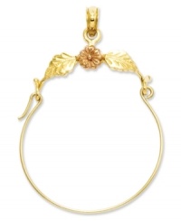 Keep all your favorite charms in place. This pretty polished charm holder features a fancy flower and leaf design in 14k gold and 14k rose gold. Chain not included. Approximate length: 1-2/5 inches. Approximate width: 1 inch. Keep all your favorite charms in place. This pretty polished charm holder features a fancy flower and leaf design in 14k gold and 14k rose gold. Chain not included. Approximate length: 1-2/5 inches. Approximate width: 1 inch.