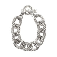 Juicy Couture Chunky B Pave Link Bracelet w Bow Toggle Silver YJRU6127 Juicy Couture Chunky B Pave Link Bracelet w Bow Toggle Silver YJRU6127