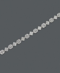 A geometric masterpiece, this vintage-inspired tennis bracelet is crafted from 18k gold over sterling silver with just the right amount of diamond accents. Approximate length: 7 inches.