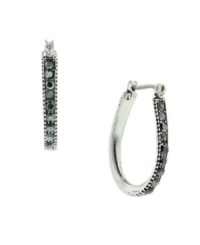Hoop earrings may traditionally be a casual classic, but 2028 dresses them up with glittering Czech stones. Crafted in hematite tone and silver tone mixed metal. Approximate diameter: 1 inch. Hoop earrings may traditionally be a casual classic, but 2028 dresses them up with glittering Czech stones. Crafted in hematite tone and silver tone mixed metal. Approximate diameter: 1 inch.