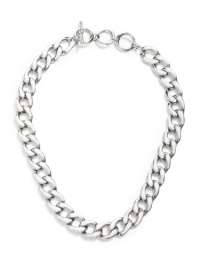 GUESS Silver-Tone Chain Link Necklace With Whi, WHITE GUESS Silver-Tone Chain Link Necklace With Whi, WHITE