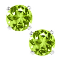 2.00 Ct Green Peridot 925 Sterling Silver Stud Earrings 6MM 2.00 Ct Green Peridot 925 Sterling Silver Stud Earrings 6MM