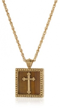 The Vatican Library Collection Gold-Tone Simulated Tiger Eye Cross Necklace