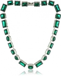 Nine West BLING IT ON Silver-Tone Green Stone Collar Necklace