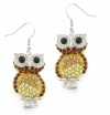 Owl Autumn Colors Pave Crystal Dangle Earrings