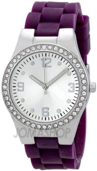 JM Silver Dial Crystal Set Bezel Purple Rubber Ladies Watch ZRT8031 JM Silver Dial Crystal Set Bezel Purple Rubber Ladies Watch ZRT8031