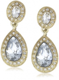 Carolee Gold Metalist Gold-Tone Pave and Stone Double Drop Earrings Carolee Gold Metalist Gold-Tone Pave and Stone Double Drop Earrings