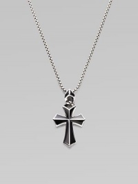 A rayskin-textured cross, crafted in sterling silver with contrasting onyx inlay. Sterling silver Onyx Pendant, about 2 long Necklace, about 20 long Imported A rayskin-textured cross, crafted in sterling silver with contrasting onyx inlay. Sterling silver Onyx Pendant, about 2 long Necklace, about 20 long Imported