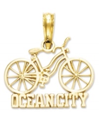 Donned with an old-fashioned bicycle, this Ocean City charm presents a certain joy and charisma. Crafted of 14k gold. Chain not included. Approximate drop length: 7/10 inch. Approximate drop width: 7/10 inch. Donned with an old-fashioned bicycle, this Ocean City charm presents a certain joy and charisma. Crafted of 14k gold. Chain not included. Approximate drop length: 7/10 inch. Approximate drop width: 7/10 inch.