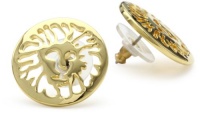 Anne Klein Gold-Tone Plated Logo Pierced Button Earrings Anne Klein Gold-Tone Plated Logo Pierced Button Earrings