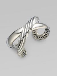 A smooth bangle of sterling silver crisscrosses a cabled one to form a striking yet simple X shape, accented with 18k gold. Sterling silver and 18k yellow gold Cable, 10mm Diameter, about 2½ Imported A smooth bangle of sterling silver crisscrosses a cabled one to form a striking yet simple X shape, accented with 18k gold. Sterling silver and 18k yellow gold Cable, 10mm Diameter, about 2½ Imported