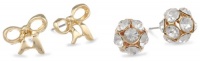 Betsey Johnson Mother of Pearl Flowers Bow and Fireball 4-Piece Stud Earrings Set Betsey Johnson Mother of Pearl Flowers Bow and Fireball 4-Piece Stud Earrings Set