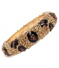 Leopard Crystal Hinged Bangle Bracelet