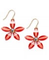 Perfect a look that's preppie chic! Style&co.'s unique flower earrings feature red epoxy petals in plaid with a dazzling crystal accent. Set mixed metal. Approximate drop: 1-1/4 inches.