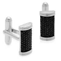 Men's Sterling Silver Black Diamond Cuff Links (1.00 cttw)