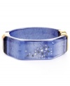 Blue resin is a breath of fresh air. Kenneth Cole New York's blue resin bracelet is adorned by pave crystals and accented with gold-tone accents. A hinge closure holds things in place. Approximate diameter: 2-1/2 inches.