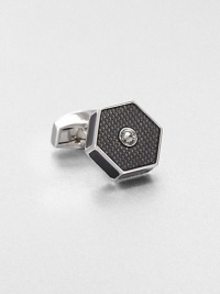 This is an urban and industrial design employing the hexagon shape and adding signature Tateossian texture with translucent and opaque enamel detailing. There is one round crystal from the SWAROVSKI ELEMENTS range set into the enamel surface to add a flash of light.Sold separatelyRhodium platedEnamel trimMade in United Kingdom