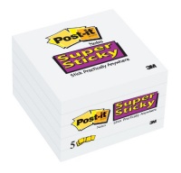 Post-it Super Sticky Notes, White, 3 x 3 Inches, 5-Pads per Pack (654-5SSSC) Post-it Super Sticky Notes, White, 3 x 3 Inches, 5-Pads per Pack (654-5SSSC)