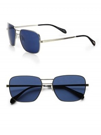 Straight double bridge creates a modern design, handcrafted in streamlined metal. Available in aged gold frames with brown lenses.Metal100% UV ProtectionImported Straight double bridge creates a modern design, handcrafted in streamlined metal. Available in aged gold frames with brown lenses.Metal100% UV ProtectionImported