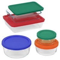Pyrex Storage 10-Piece Set, Clear with Multi-colored Lids Pyrex Storage 10-Piece Set, Clear with Multi-colored Lids