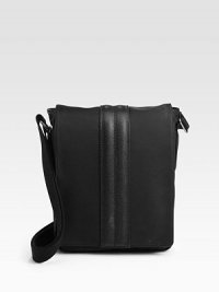 Store your essentials in this tracolla bag with rich leather accents.Front flap closureAdjustable shoulder strapExterior zip front pocketExterior magnetic back pocketInterior pocketsNylon; leather trim8W X 10H X 2DMade in Italy Store your essentials in this tracolla bag with rich leather accents.Front flap closureAdjustable shoulder strapExterior zip front pocketExterior magnetic back pocketInterior pocketsNylon; leather trim8W X 10H X 2DMade in Italy
